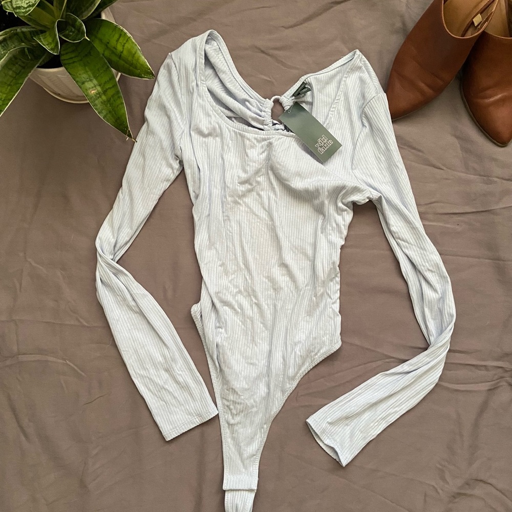 Baby-Blue Backless Bodysuit